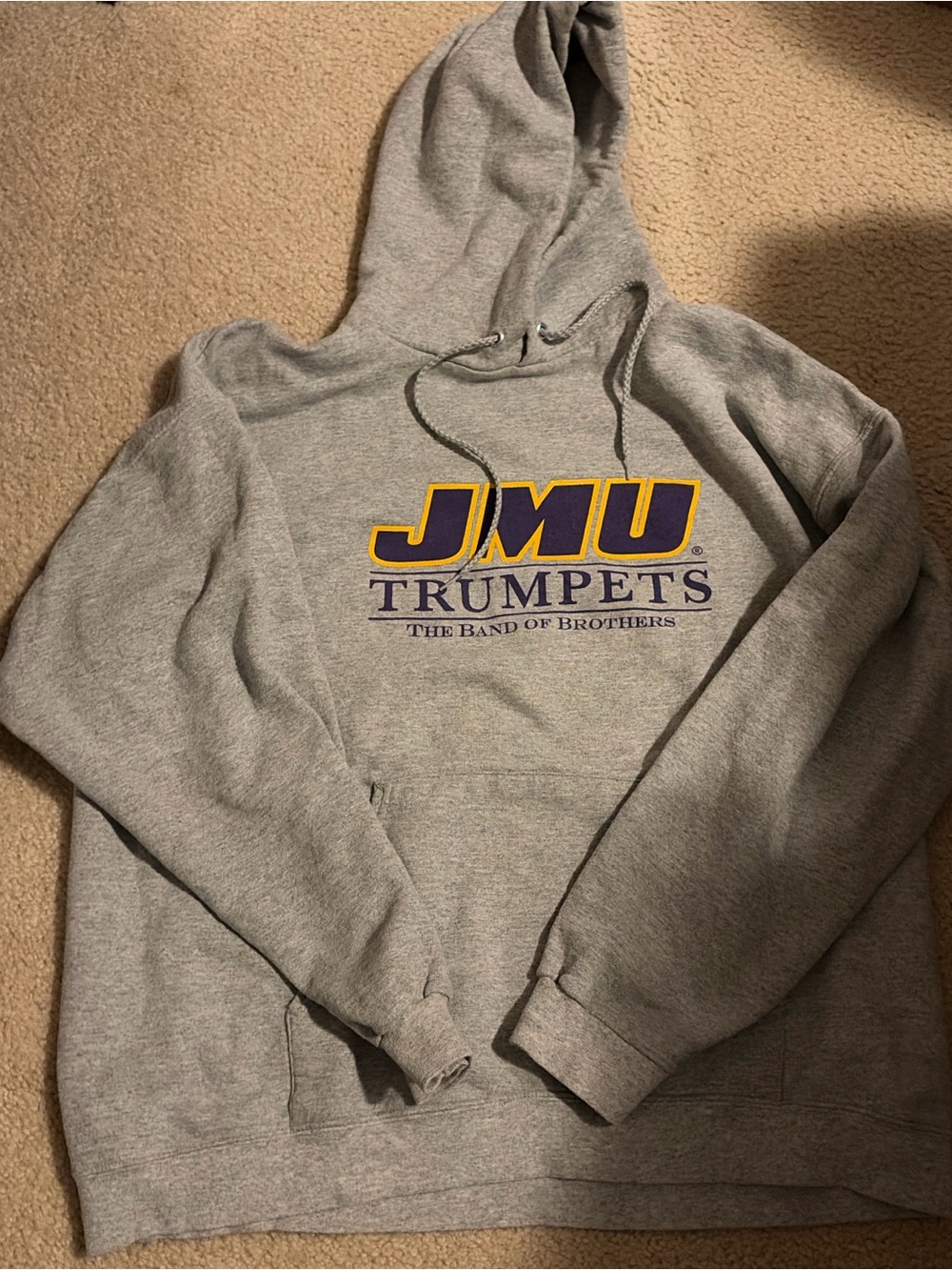 Y2K Vintage JMU Trumpets Gray Hooded Sweatshirt - Men's